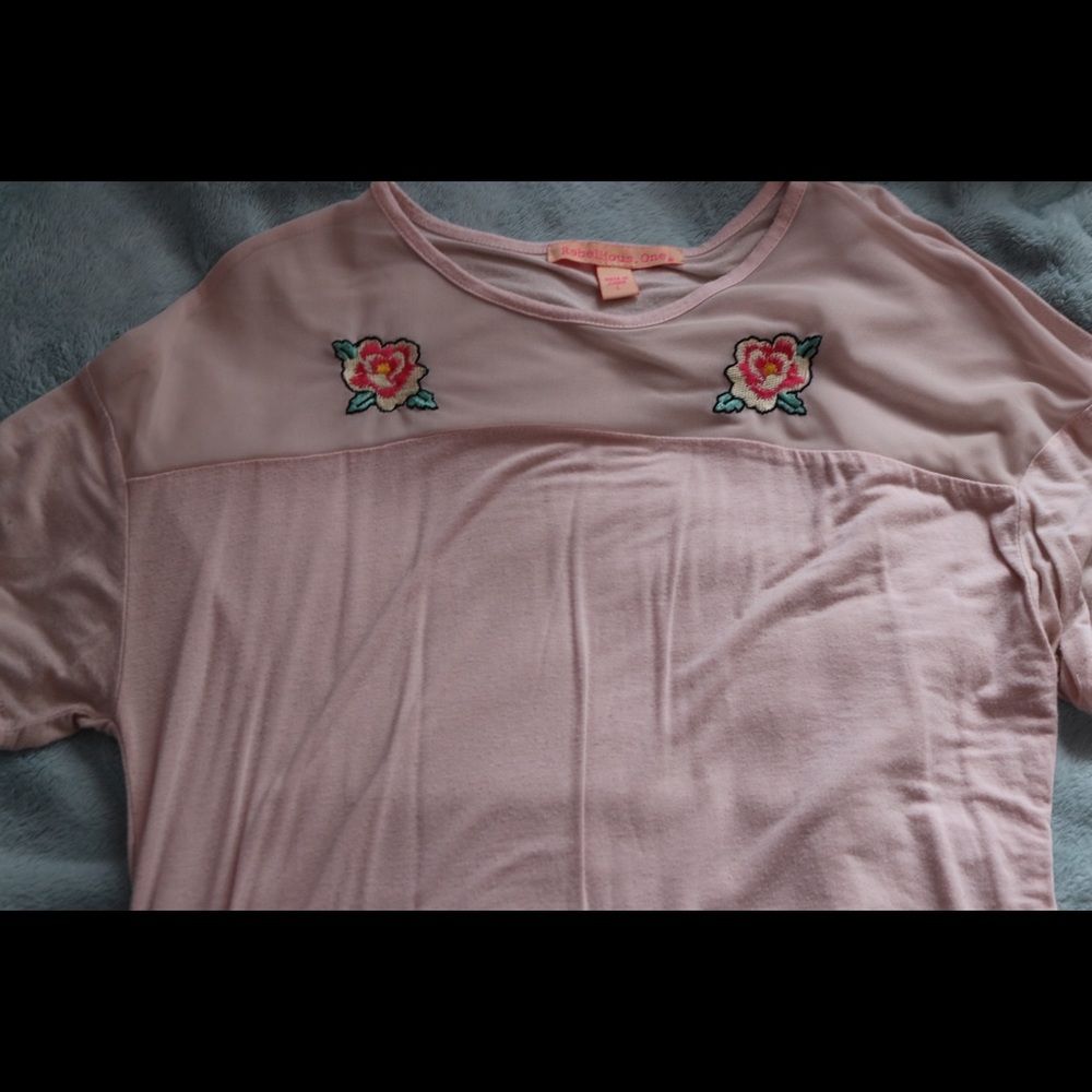 Pink Floral Patch T-Shirt